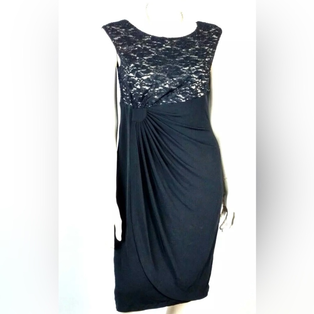Woman CONNECTED APPAREL OCCASION DRESS Sz 8P LACE EMBELLISHED Ruched sleeveless